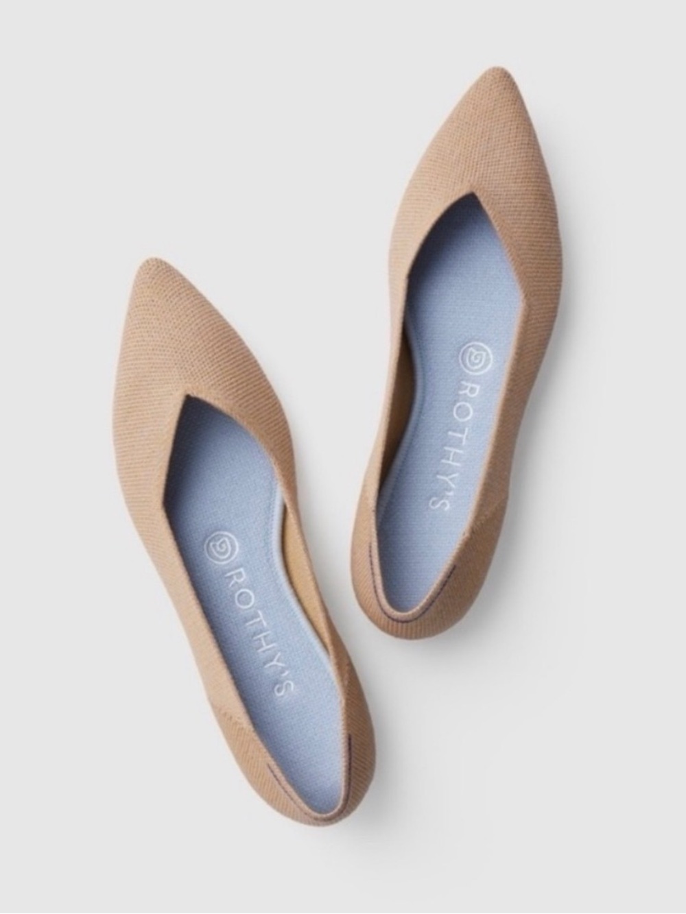 Rothy's “The Point” Merino Wool Knit Flats in Camel (limited edition)